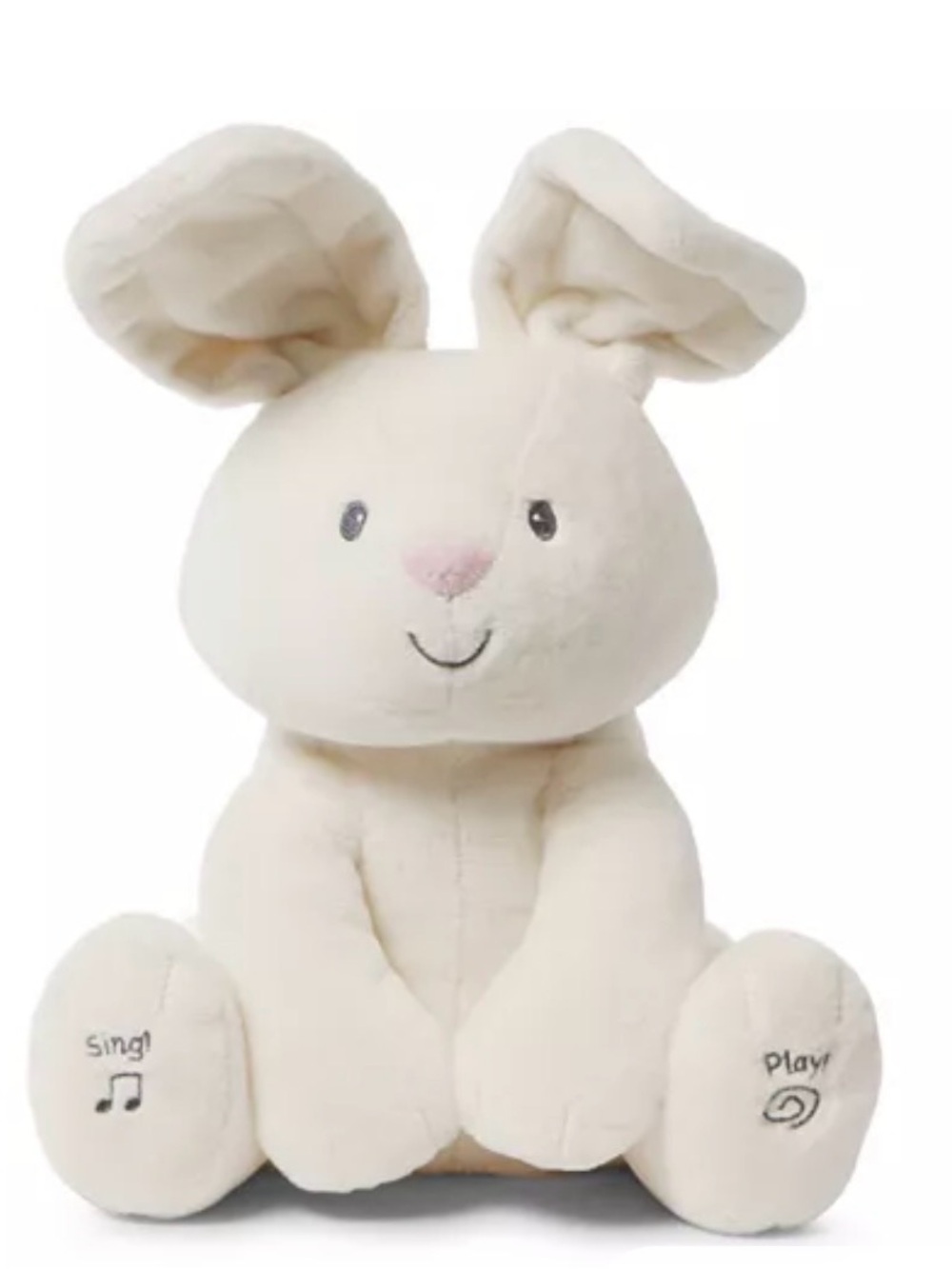Gund Cream Plush Bunny with Interactive Sing & Play Buttons